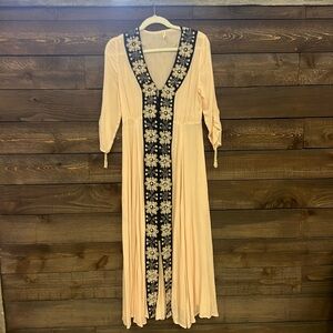 FREE PEOPLE Boho Embroidery MIDI Dress